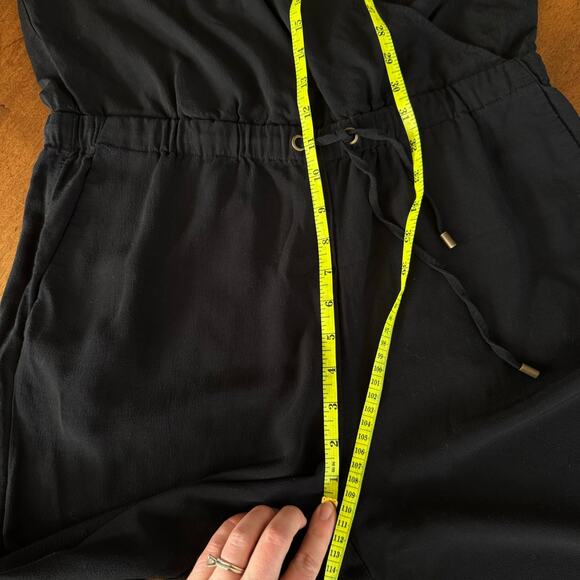 Eileen Fisher Black Drawstring Crepe Cropped Wide Leg Jumpsuit Sz Small Casual - Picture 11 of 13